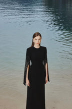 Flowering Girl Women stephanie slit-sleeve bodycon maxi dress in black