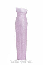 Flowering Girl Women PINK SATIN SEQUIN PEARLS BEADED MAXI DRESS