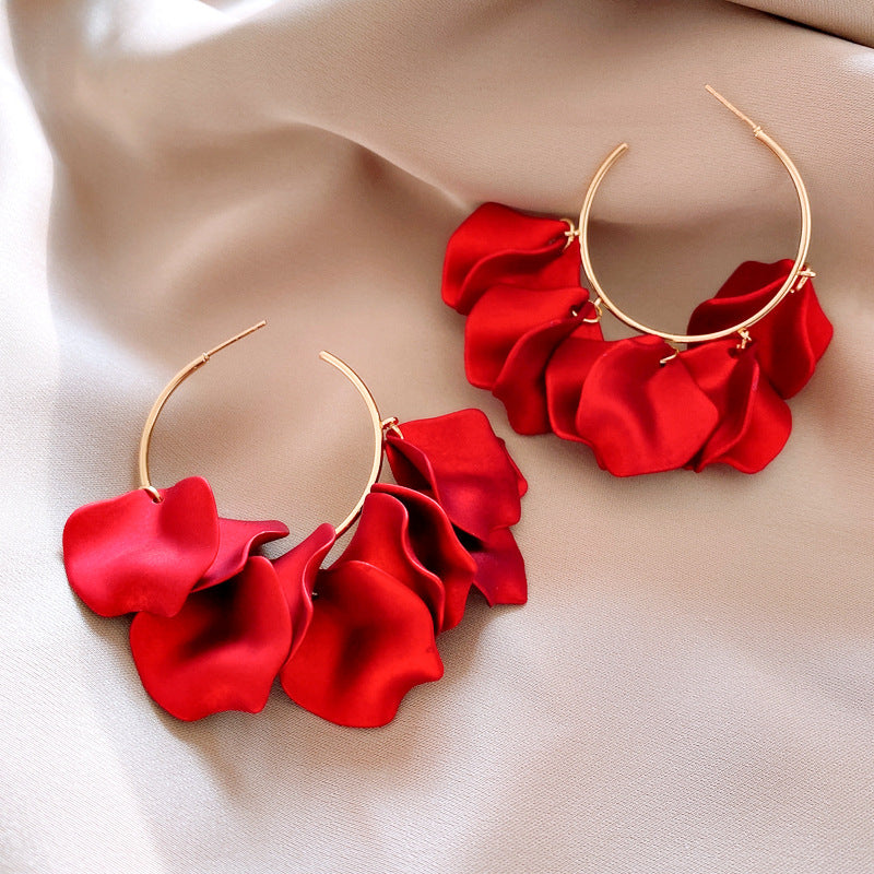 Flowering Girl Women Dina Red Petal Earrings