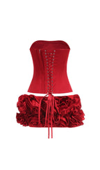 Clegg Red Corset Flower Two-Piece Set - Red