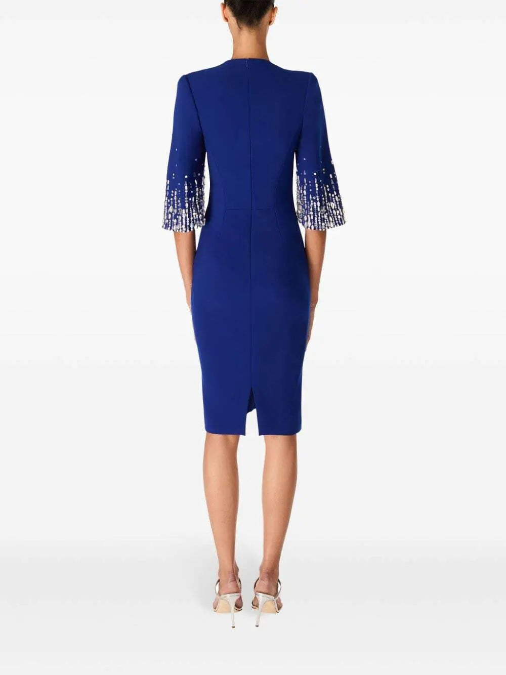 Flowering Girl Women biela v-neck crystal-embellished midi dress in blue