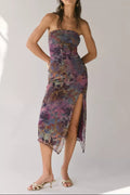 Flowering Girl Women Mesh Strapless Midi Dress
