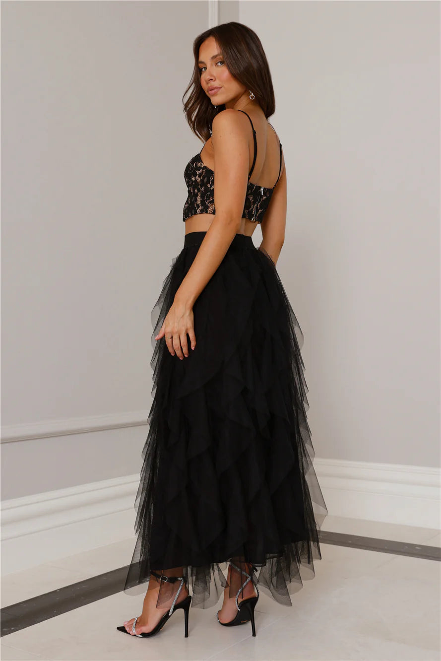 Flowering Girl Women Lace Tulle Set in Black