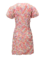 Flowering Girl Women Fawn Flower Embroidery Button Mini Dress In Pink