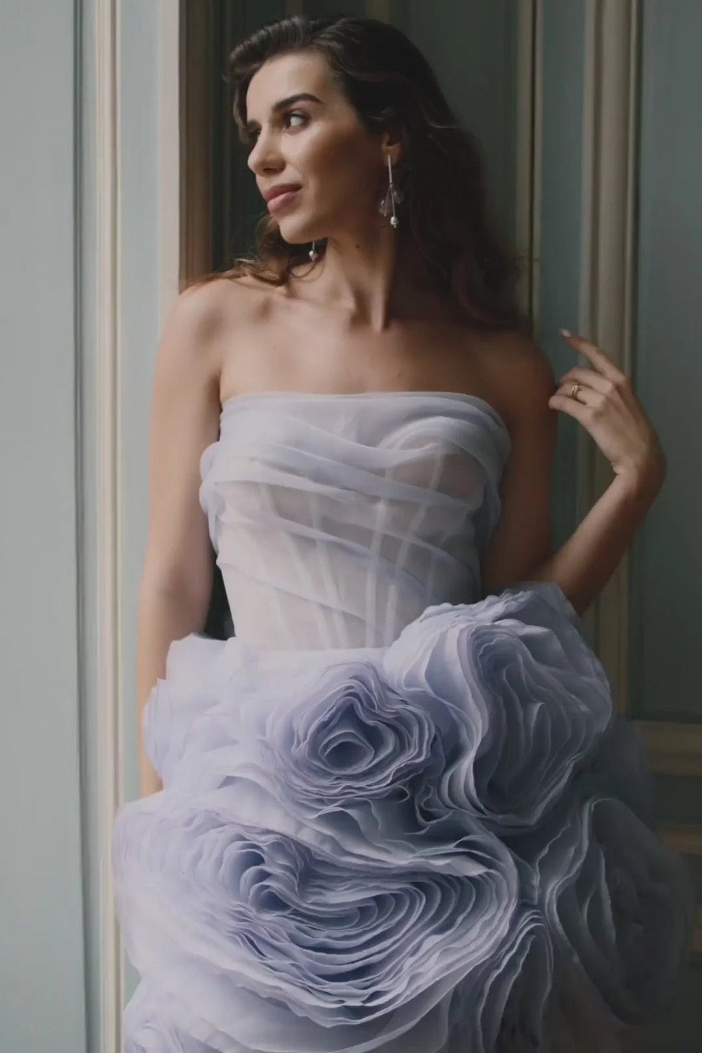 georgia Appliquéd organza lavender mini dress