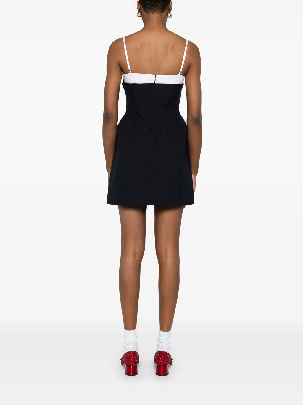 Flowering Girl Women Double Bow Sling mini Dress in navy blue