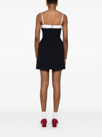 Flowering Girl Women Double Bow Sling mini Dress in navy blue