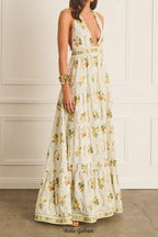 Flowering Girl Women Valencia Jacinta floral print Maxi Dress in yellow