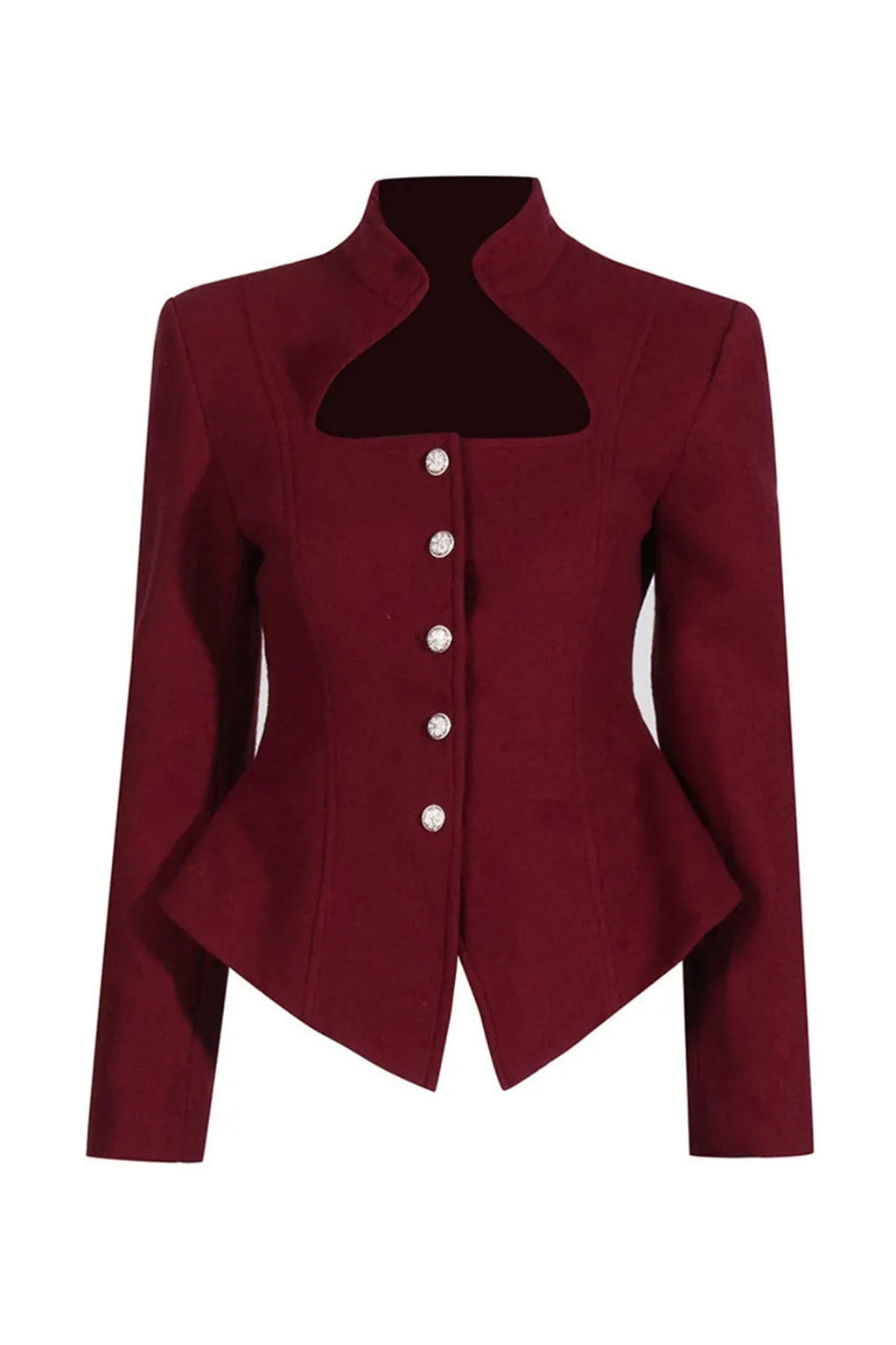 Flowering Girl Women Stand Collar Cutout Blazer