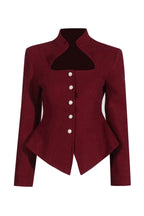 Flowering Girl Women Stand Collar Cutout Blazer