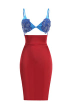 Flowering Girl Women Gwendolyn Red Beaded Applique Lace-Up Mini Dress Set