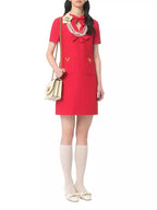 Flowering Girl Women crepe couture bow mini dress in red