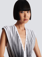 Flowering Girl Women Two-Tone v-Neck Sleeveless Flared Knit Mini Dress