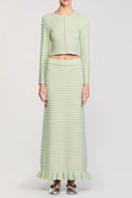 Flowering Girl Women Rhinestone Knit Maxi Skirt In Almond Green