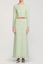 Rhinestone knit maxi skirt in Almond Green