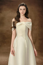 Flowering Girl Women hebera a-line off-shoulder midi dress in cream
