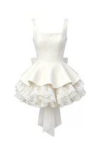 White Square Neck Corset Layer Lace Mini Dress