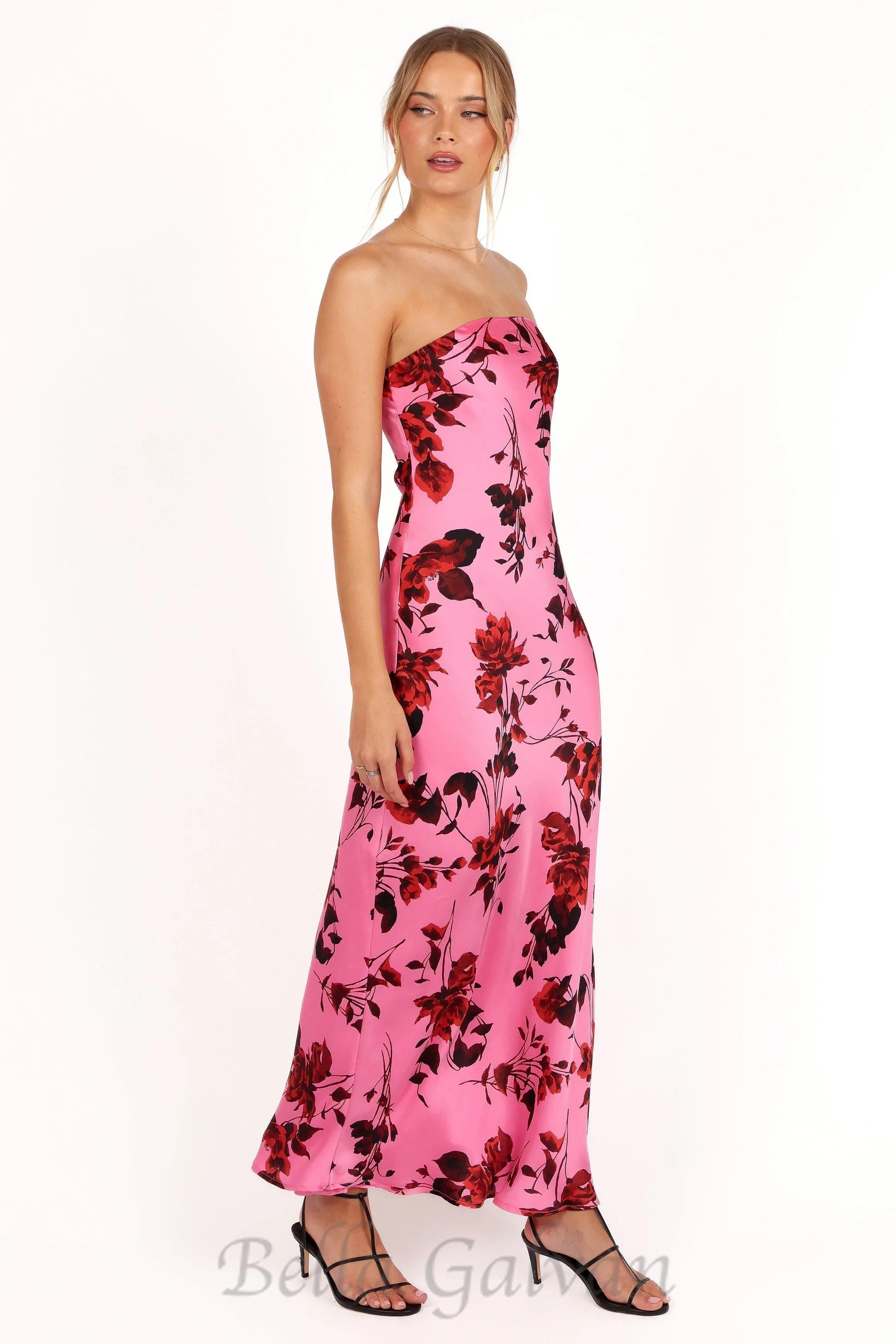 Flowering Girl Women bryden strapless maxi dress in rose pink