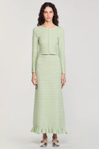 Flowering Girl Women Rhinestone Knit Maxi Skirt In Almond Green