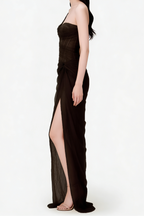 Flowering Girl Women Lace Corset One Shoulder Midi Dress - Black