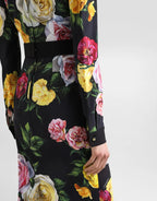 Flowering Girl Women Bernice Rose Print Shirt Midi Dress In Black