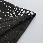 Flowering Girl Women pearl polka dots embellished midi dress in black