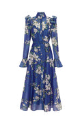 floral print Butterfly Sleeve maxi Dress - Midnight blue