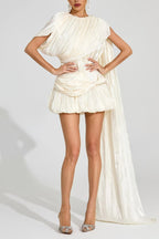 cornelia Apricot pleated Draped Mini Dress
