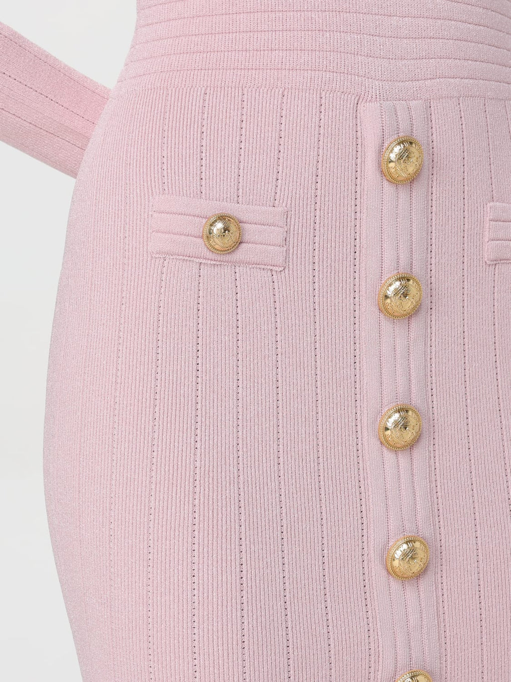 Flowering Girl Women v-Neck Metal Button Knitted Mini Dress In Pink