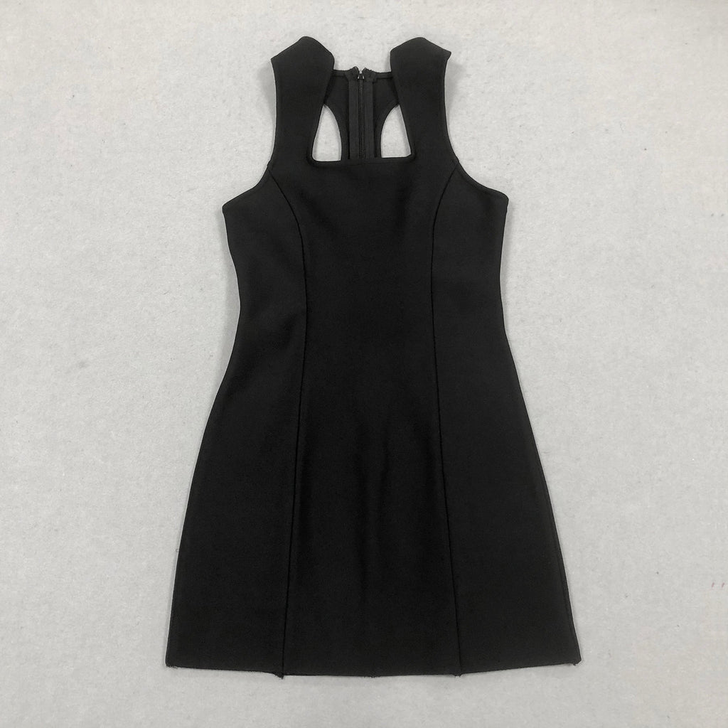 Flowering Girl Women Sleeveless collarless bandage mini dress in black