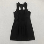 Flowering Girl Women Sleeveless collarless bandage mini dress in black