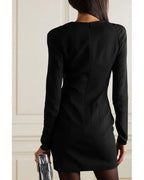 Flowering Girl Women Black Silk Satin-trimmed Crepe Mini Dress