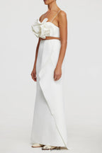 Irregular ruffle fishtail skirt in ivory