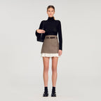 Setlla Mini Skirt With Frill With Belt In Brown