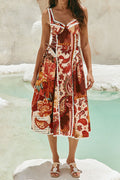 Flowering Girl Women pandora Spaghetti strap lace linen patchwork midi dress