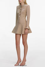 phoenix Gold Crystal Trim Knit Mini Dress