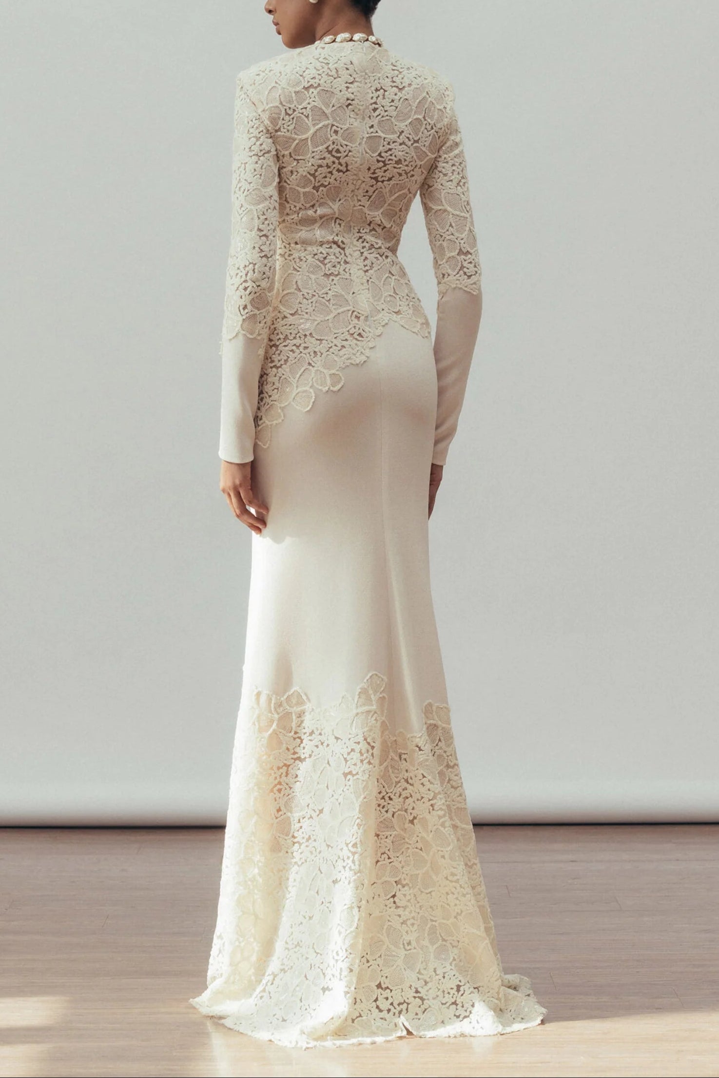 Joanna White Long Sleeve Embroidered Maxi Dress
