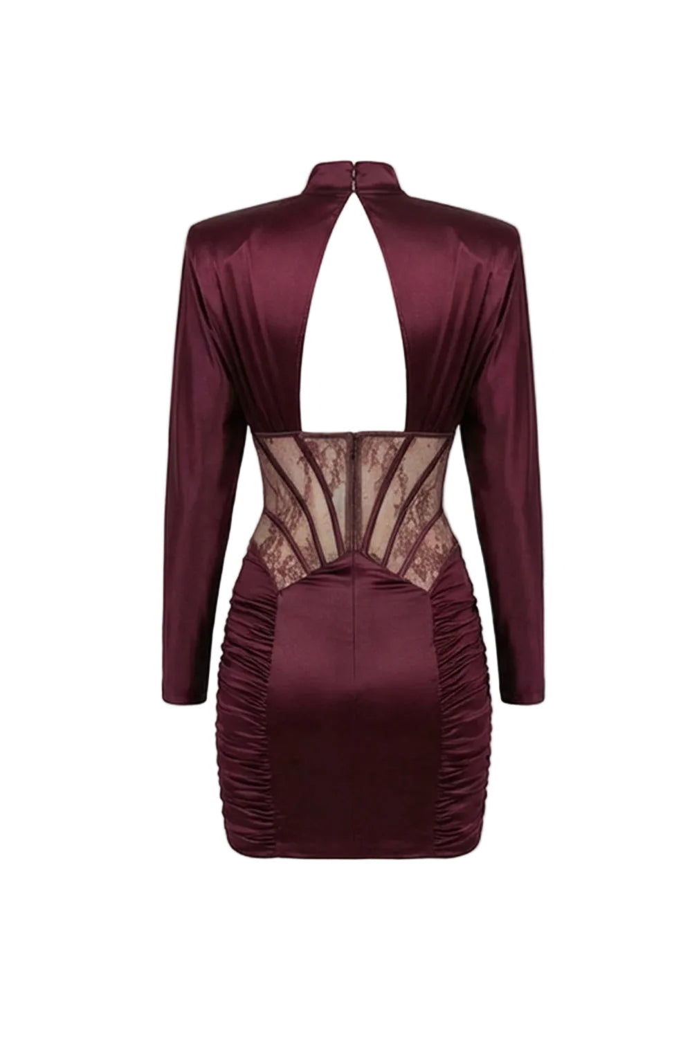 Flowering Girl Women phoebe Satin Mini Dress with Lace Corset Insert – Burgundy