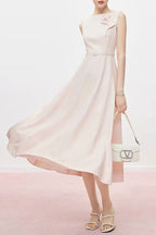 Blush 3D Floral Sleeveless Midi Formal Dress