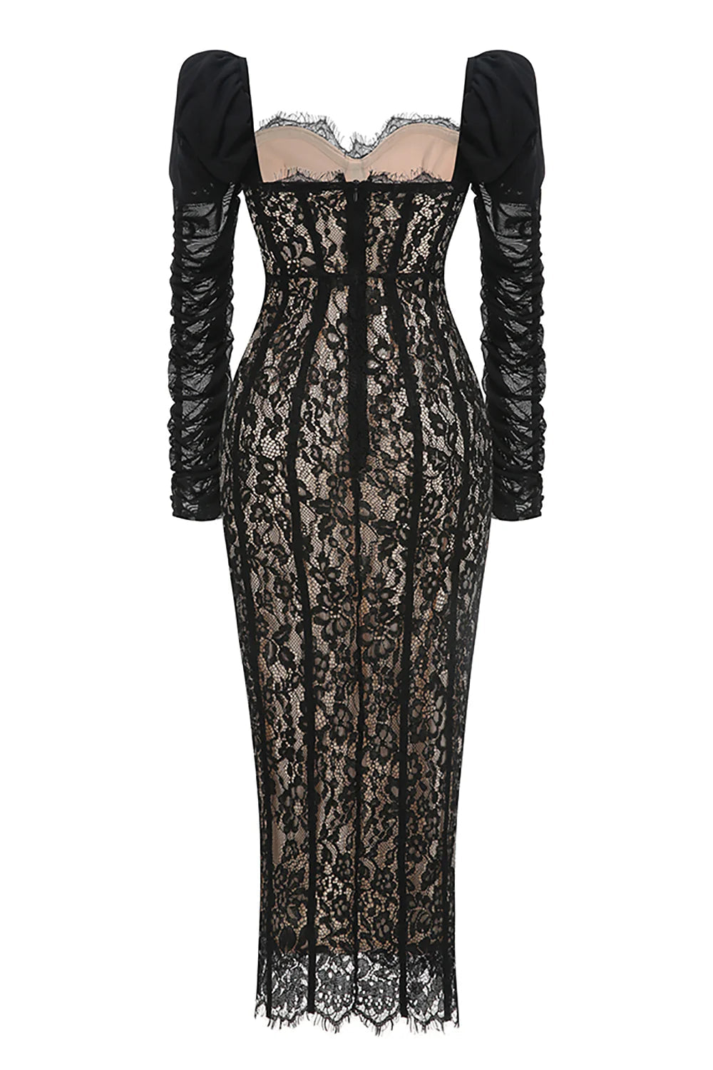 Wendy Square Neck Lace Maxi Dress In Black
