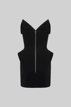 laura Folded Collar Corset Mini Dress in Black
