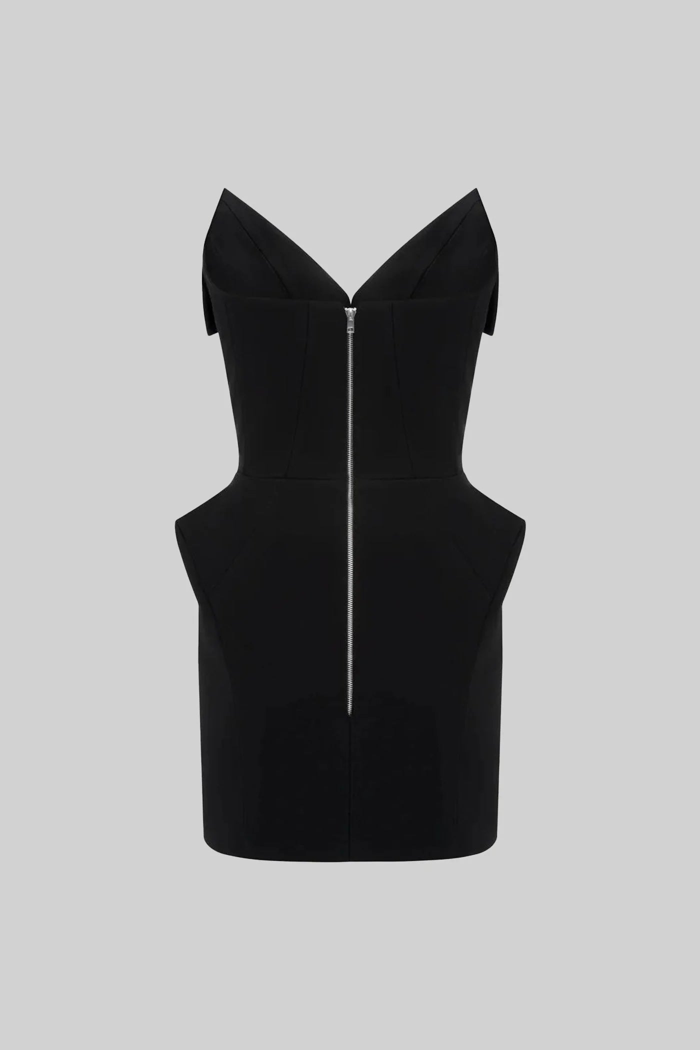 laura Folded Collar Corset Mini Dress in Black