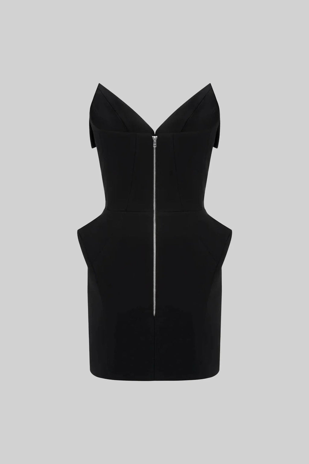 Laura Folded Collar Corset Mini Dress In Black