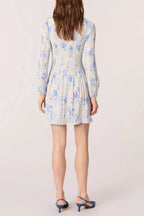Josephine Patterned Pleated Mini Dress In Blue