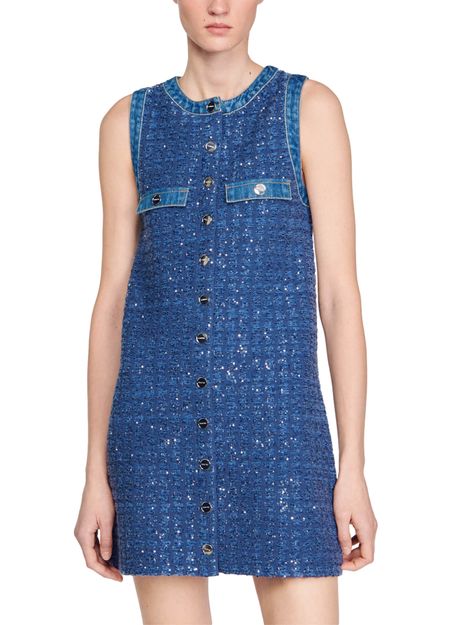 Flowering Girl Women Palmare Tweed mini Dress in blue