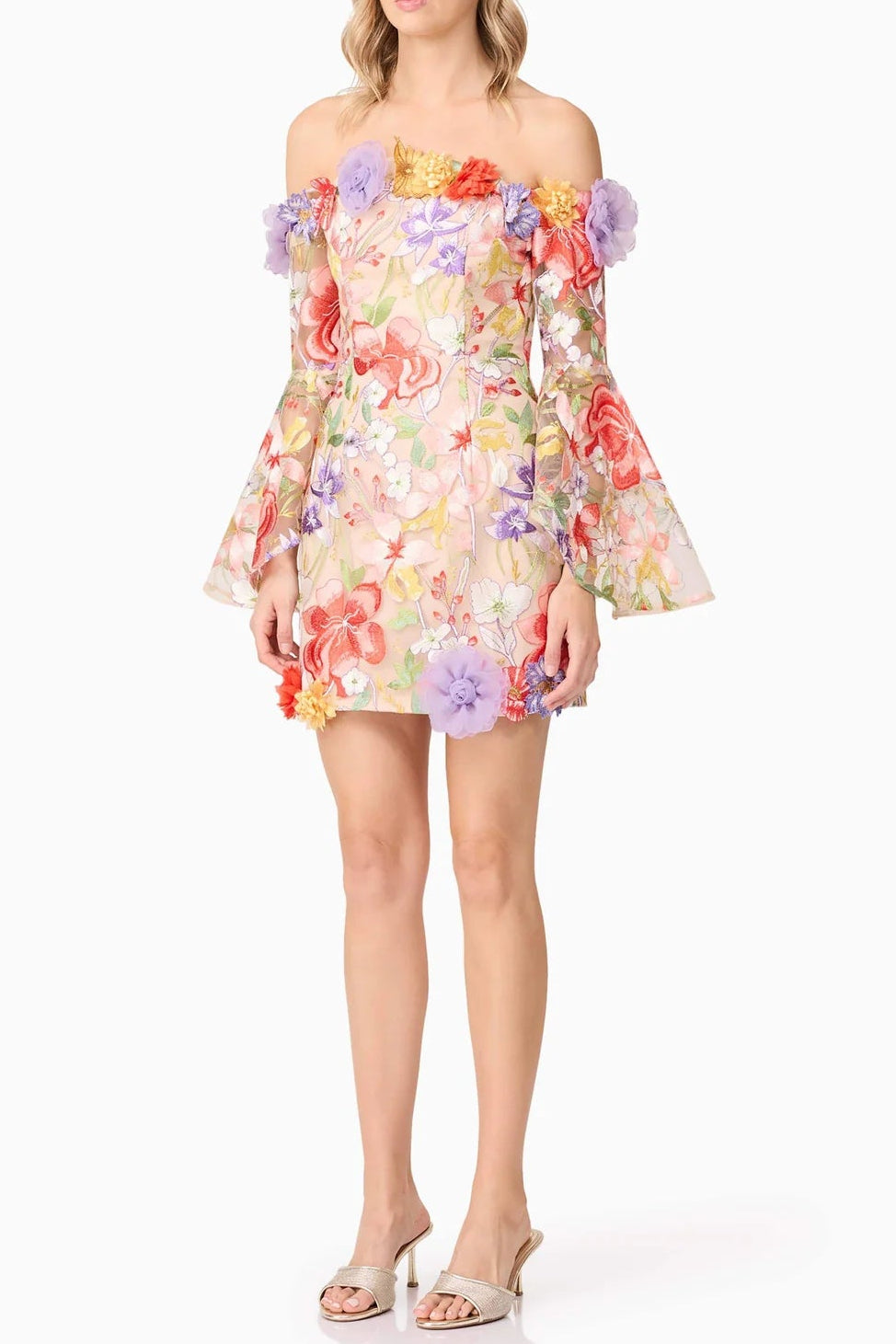 Flowering Girl Women Tabitha Multicolor Off Shoulder Mini Dress In Floral