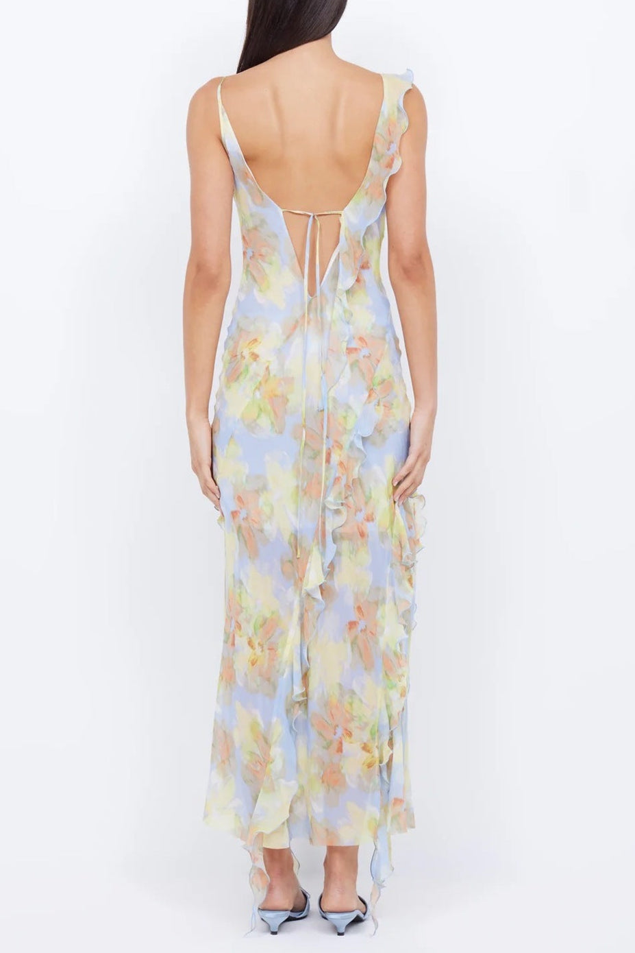 Flowering Girl Women Cecilia Chiffon Ruffles Maxi Dress In Blue