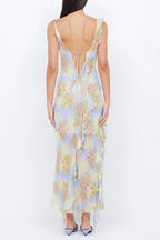 cecilia Chiffon ruffles maxi dress in blue