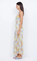 Flowering Girl Women Cecilia Chiffon Ruffles Maxi Dress In Blue