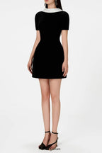 Cowl Neck backless mini Dress in black